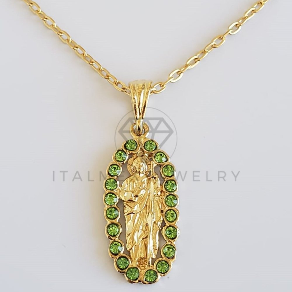 18K Gold Plated Saint Jude CZ Medal & 22" Chain
